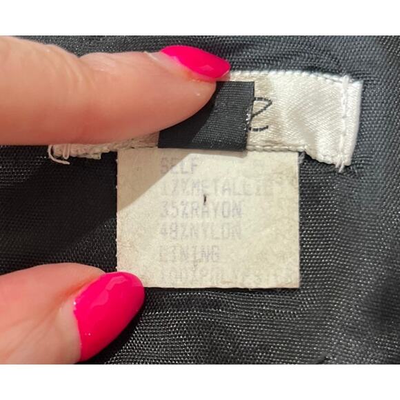 NWT Cache Vintage Black Silver Gold Metallic Mini Skirt Rhinestone Buckle Sz 6 - Picture 10 of 10